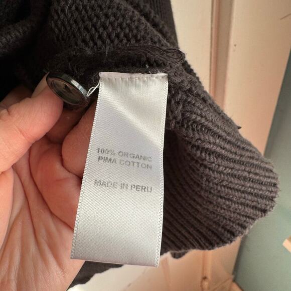 Leonard Frisbie Peru 100% PIMA Cotton Black Knit Casual Button Down Cardigan M - Picture 9 of 12